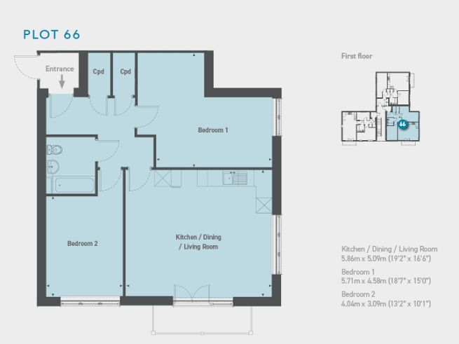 Floor plan 2 apartment - artist's impression subject to change